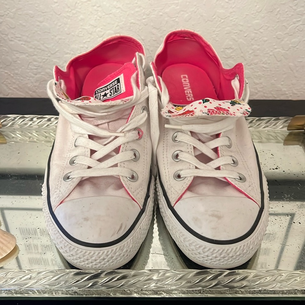 Vintage white and pink Converse sneakers